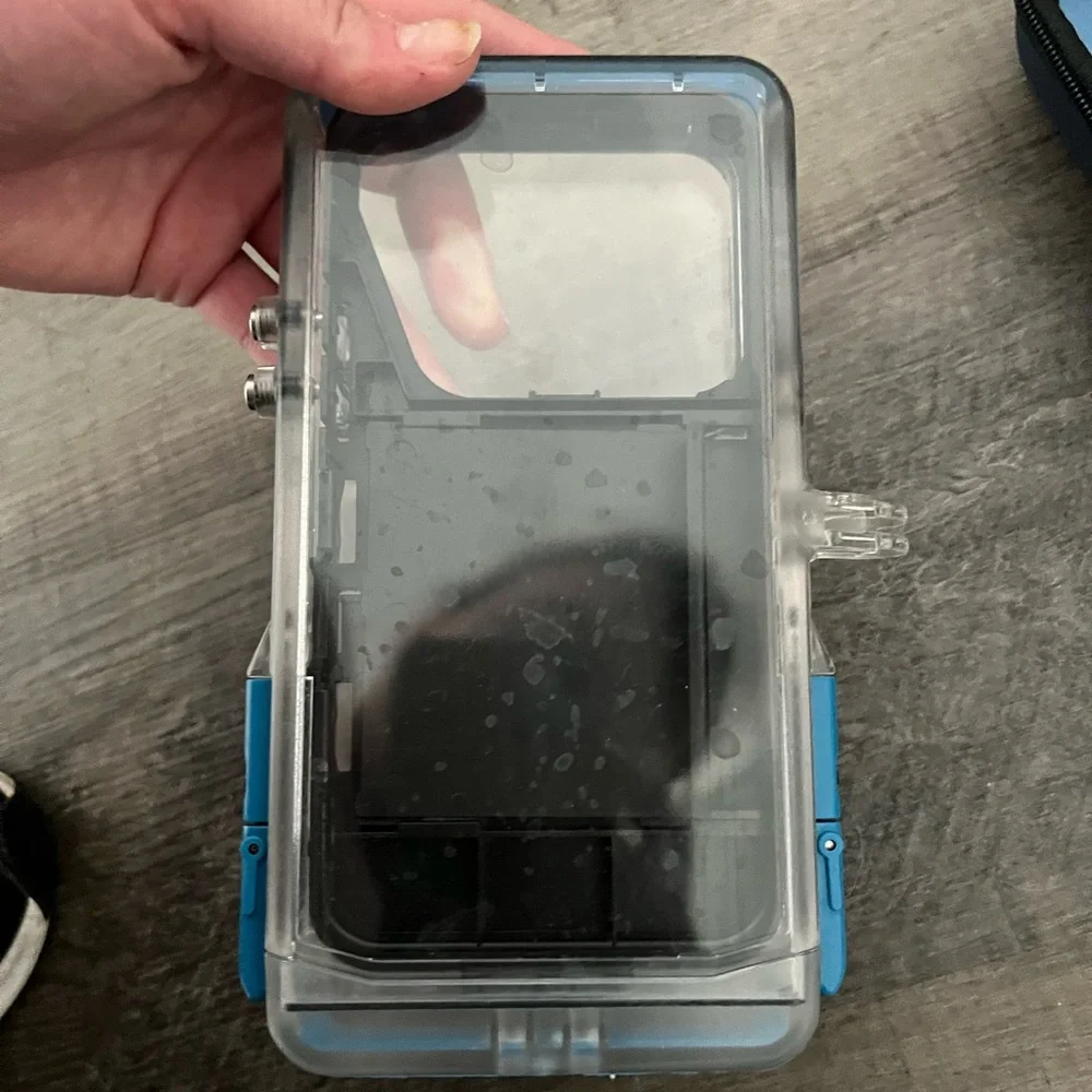 Blue and Black Protective Case with Accessories